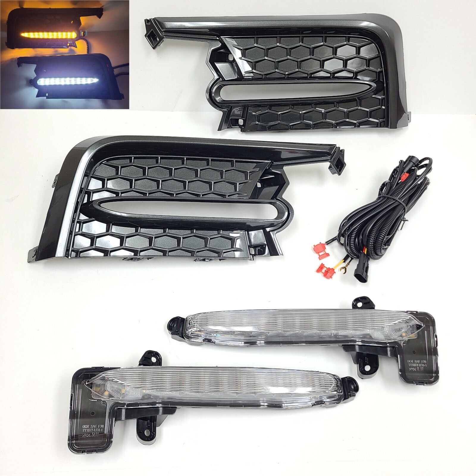 Clear Lens LED Fog Accent Lights Kit For 2020 2021 2022 Toyota Corolla SE XSE Sequential DRL Signal Bezel Switchback Amber Whites OEM#812B012010, 812A012010,TO2562105,TO2563105,81481-02A30, 81482-02A20TO1039237, TO1038237