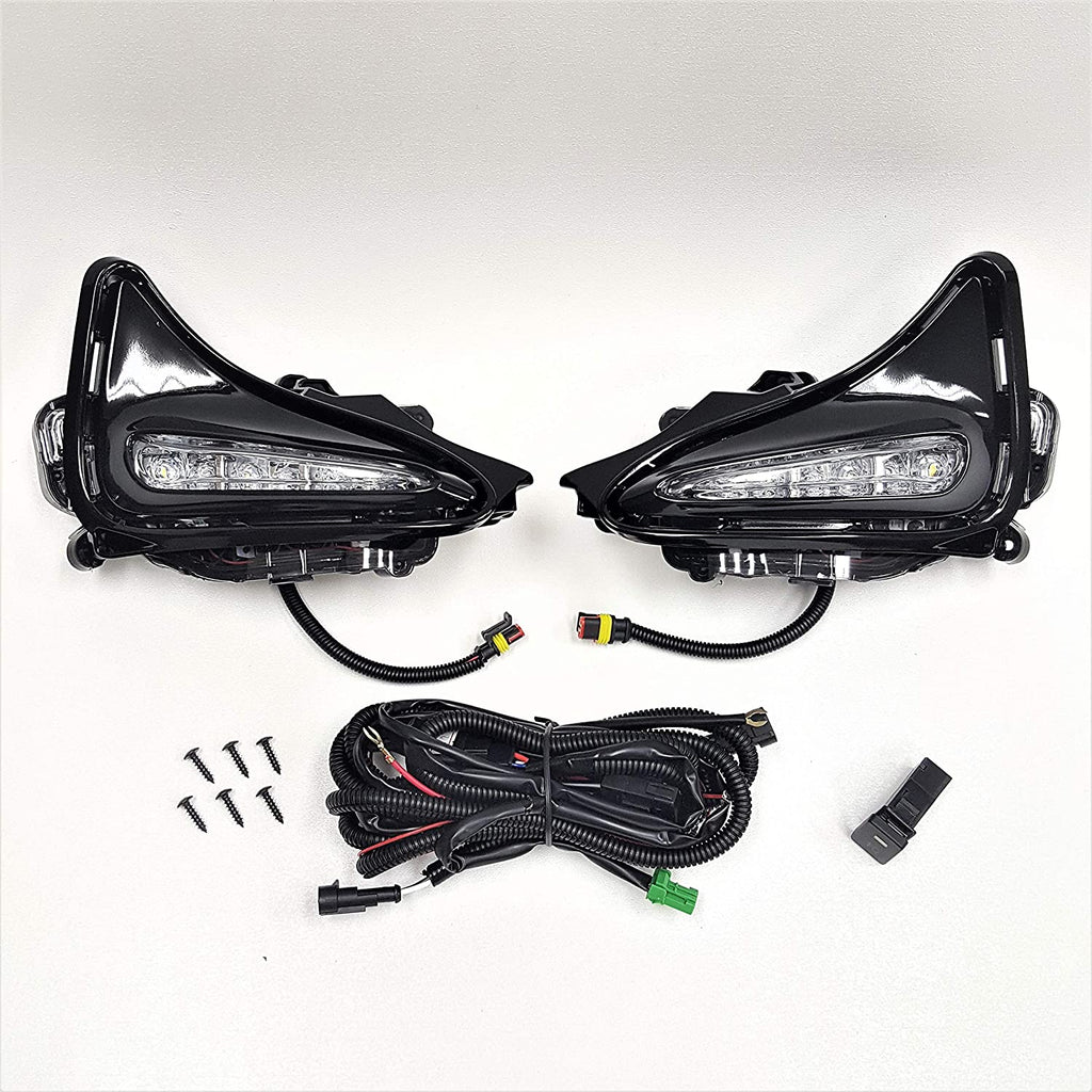 For 2017-2019 Toyota Corolla L LE XLE Built-in LED DRL Fog Driving Light with Switch Bezel Wires NOT FIT COROLLA "SE" or "XSE" or "50th Anniversary" MODEL