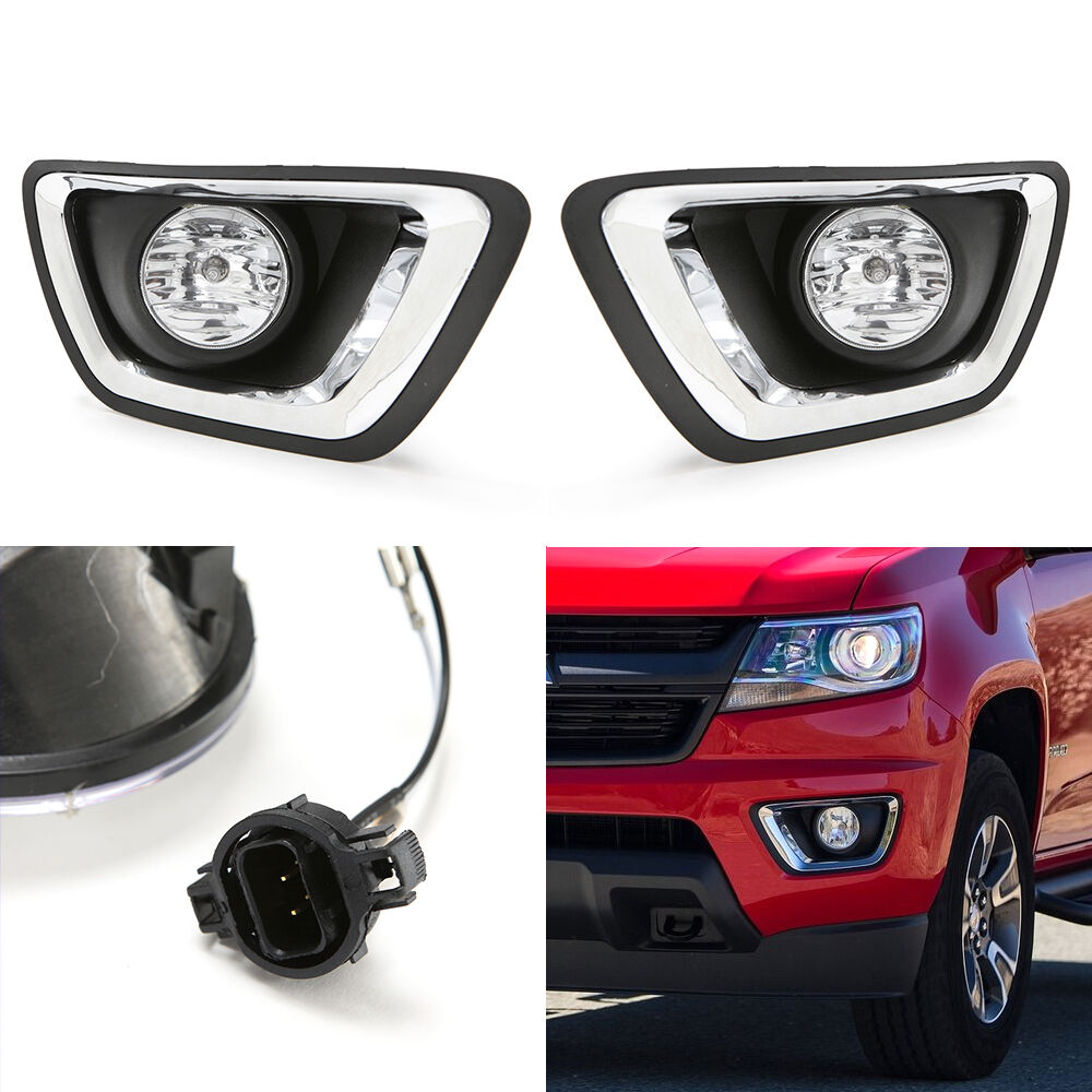 For 2015-2020 Chevy Colorado Bezel 5202 Bulbs Clear Lens Driving Fog Lights Kit