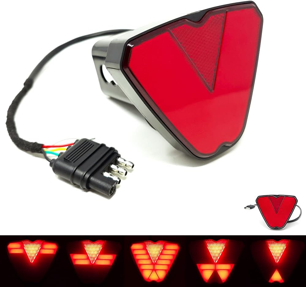 F1 Style Hitch Cover LED Brake Sequential Signal Light 2" Receiver Red Reflector Tow Truck Universal 4-in-1 Function - Sequential Signal/Brake/Reverse/Runing Light
