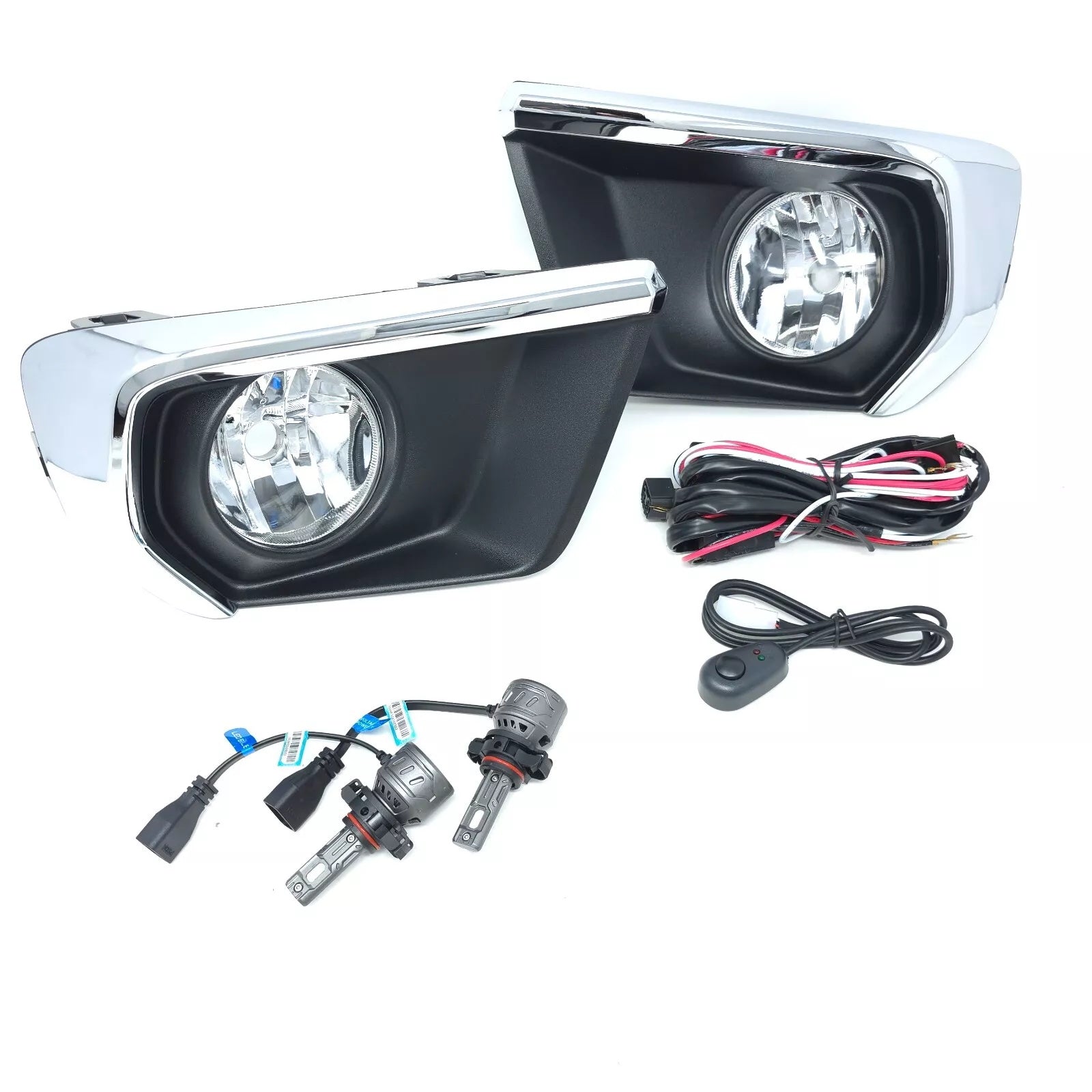 Clear Lens LED Fog Lights Kit For 2021-2022 Chevrolet Chevy Colorado with Wires Switch Chrome Bezel 5202 Bulbs Relay OEM# 15839896, GM2590104,84750570 / 84750569,GM1039271 GM1038271