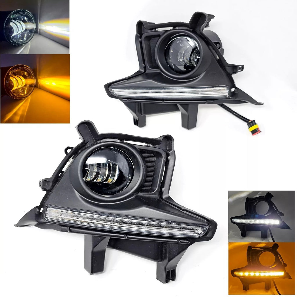 Clear Lens LED Fog Light Assembly With White Color LED DRL / Amber LED Signal Kit For 2014-2016 Highlander Switch Bezel Wire Kit Upgrade