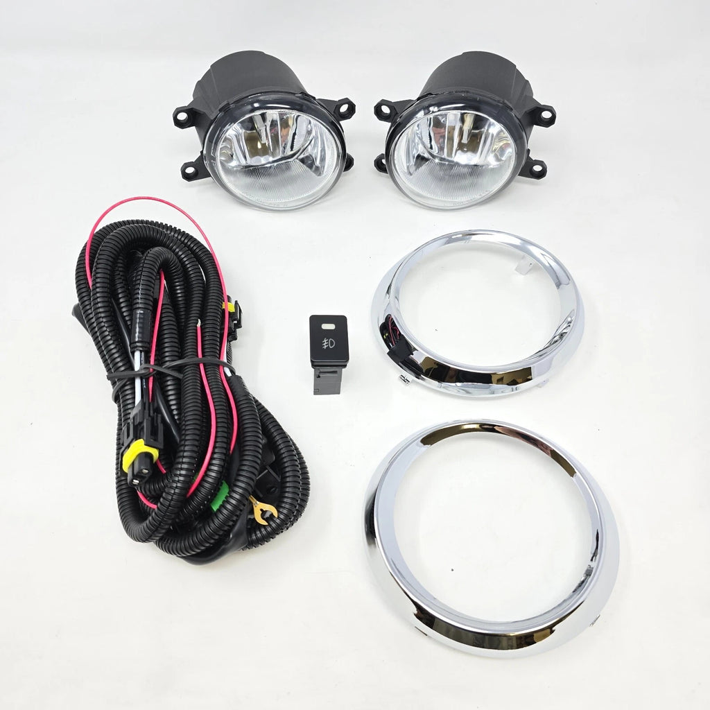 LED Fog Lights for 2011-2017 Toyota Sienna SE Xenon White (OE Style Clear Lens with Chrome Bezels, Wires, Switch) OEM#81210-08020 / 81220-08020, TO1038150 / TO1039150