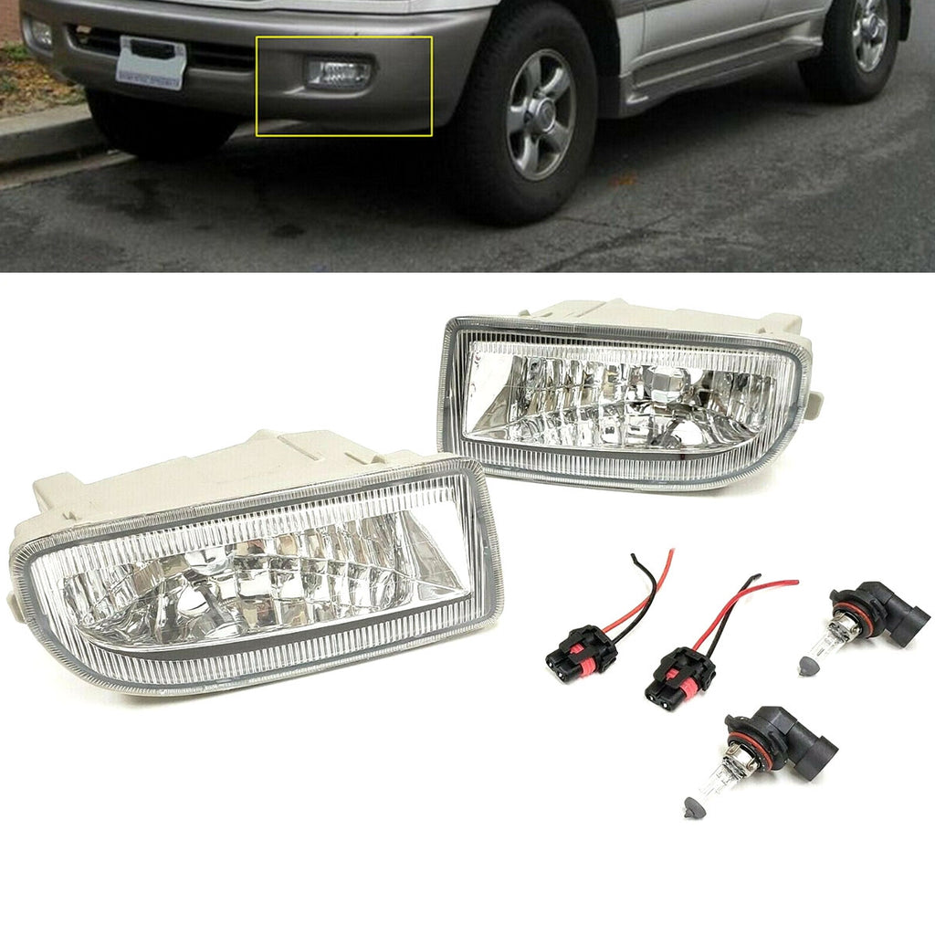 Fog Lights  For 1998-2007 Toyota Land Cruiser (OE Style Clear Lens with Adapter Plugs, Bulb) OE#TO2592101 / TO2593101, 81220-60042 / 81210-60122