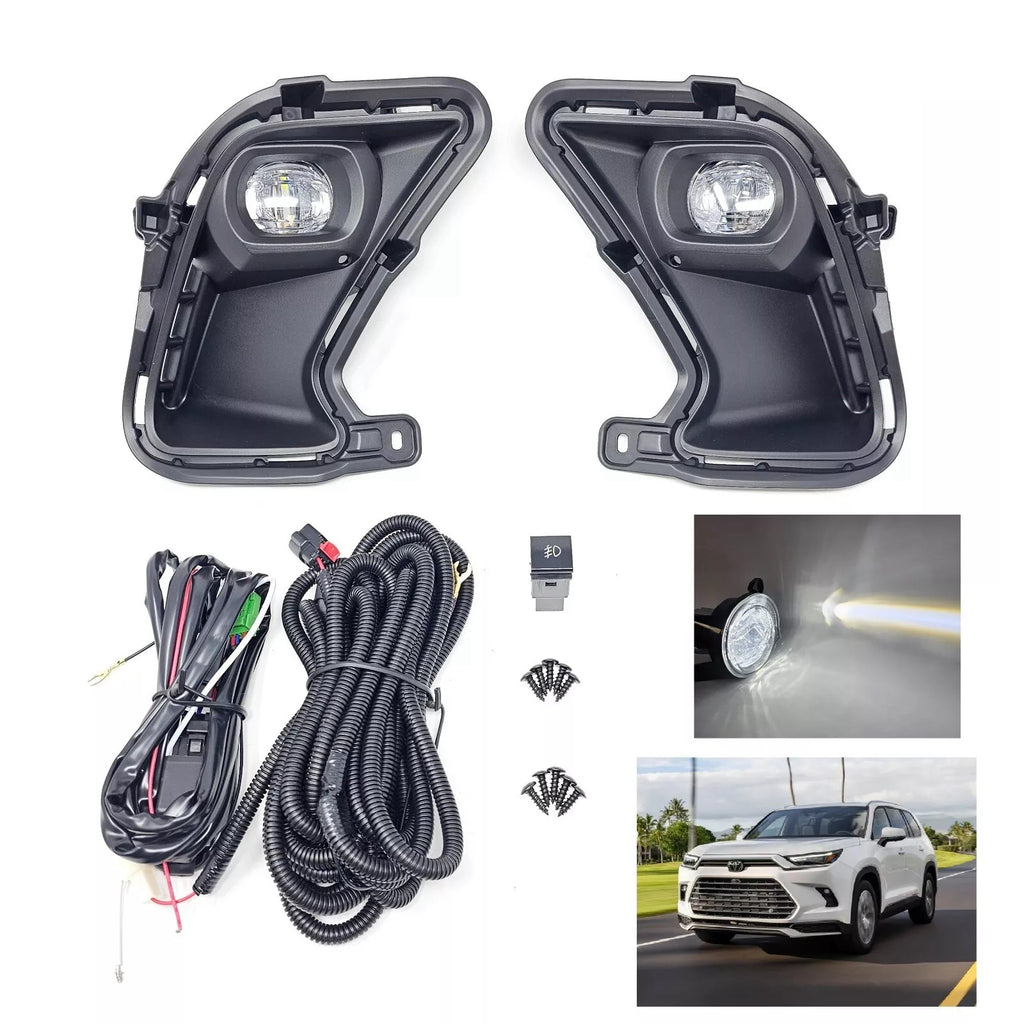 LED Fog Light Kit For 2024-2025 Toyota Grand Highlander XLE LIMITED PLATINUM HYBRID with Switch Bezel Wires