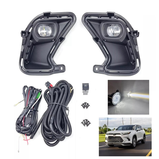 LED Fog Light Kit For 2024-2025 Toyota Grand Highlander XLE LIMITED PLATINUM HYBRID with Switch Bezel Wires