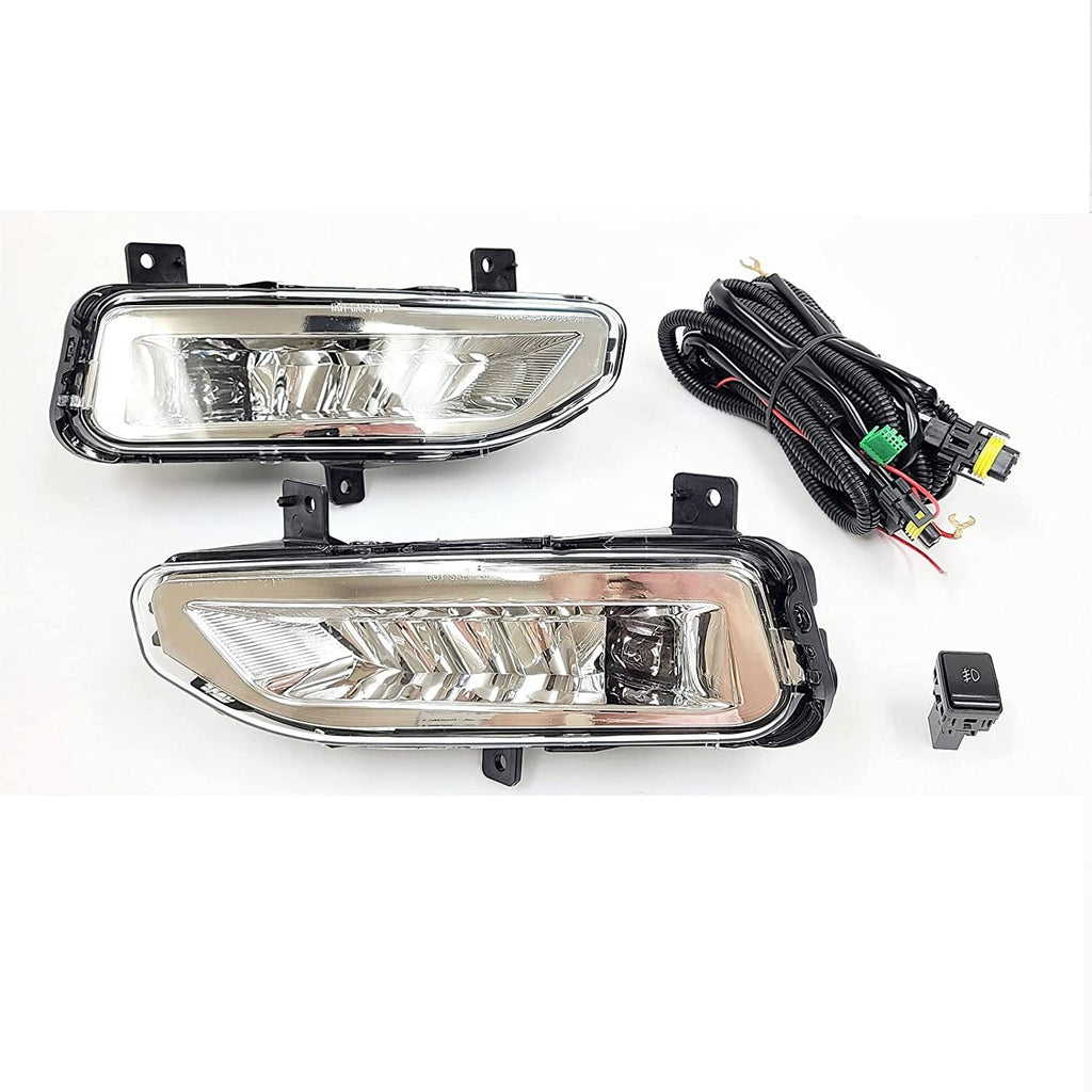 Clear Lens LED Fog Lights Kit For 2018-2021 Nissan Leaf with Wires Switch Relay 6000K White OEM#261558995A, 261508995A/NI2592139, NI2593139