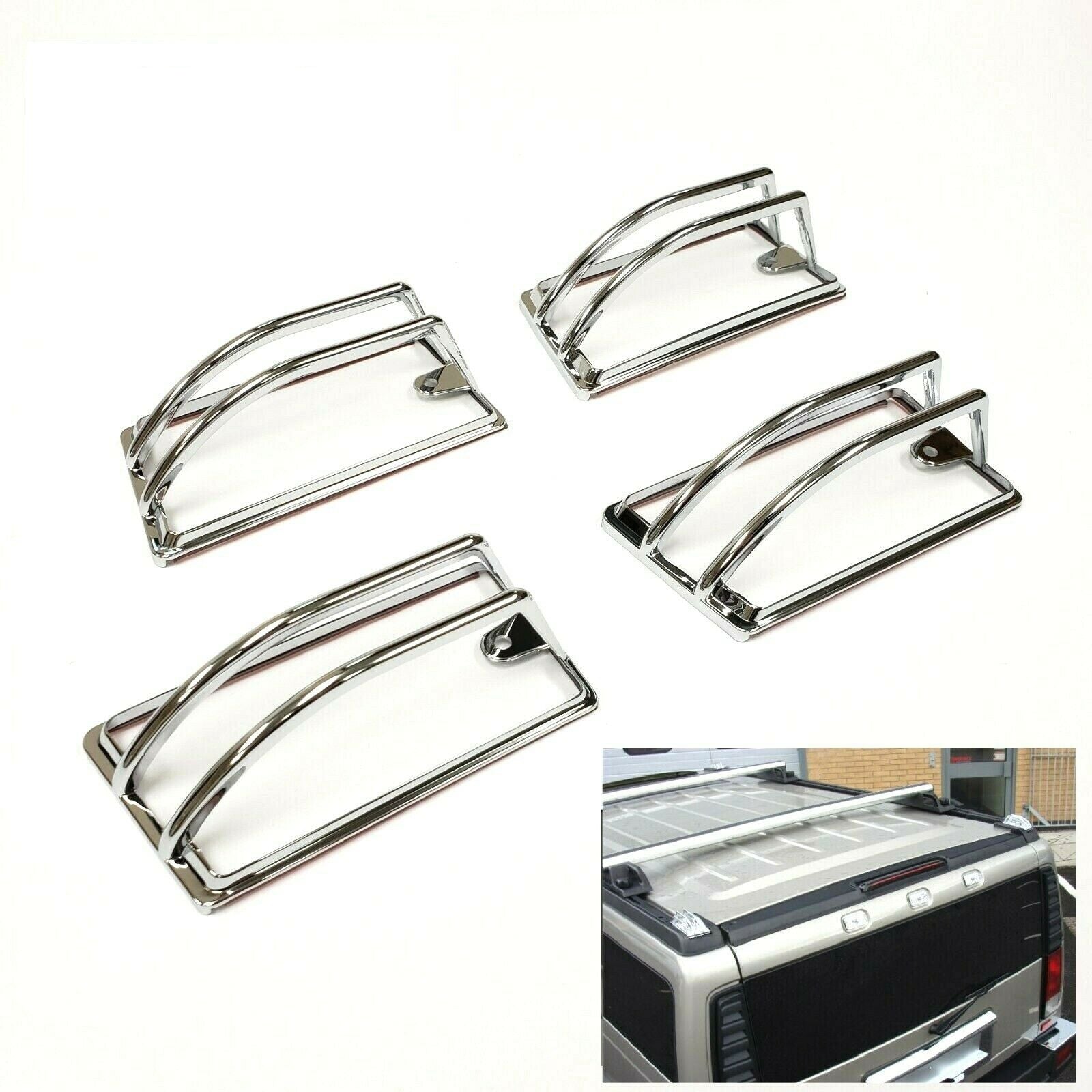 4PCS Chrome Roof Cab Marker Light Trim Cover For 2003-2009 HUMMER H2 SUV SUT
