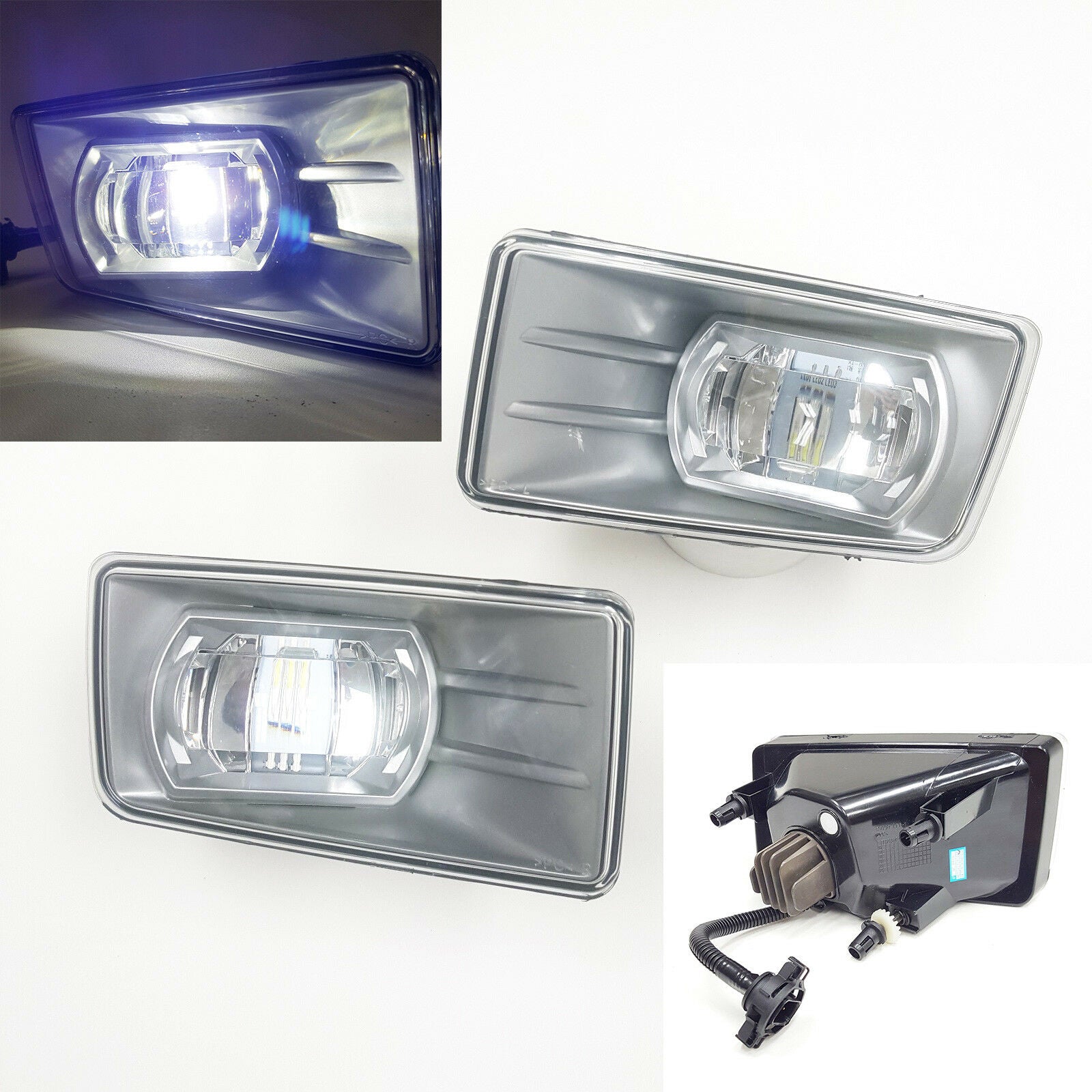 Built-in LED For 07-13 Chevrolet Avalanche Front Bumper Clear Fog Driving Lights Set with Off Road Package Model Only OEM#GM2593160 / GM2592160, 22872763 / 22872762