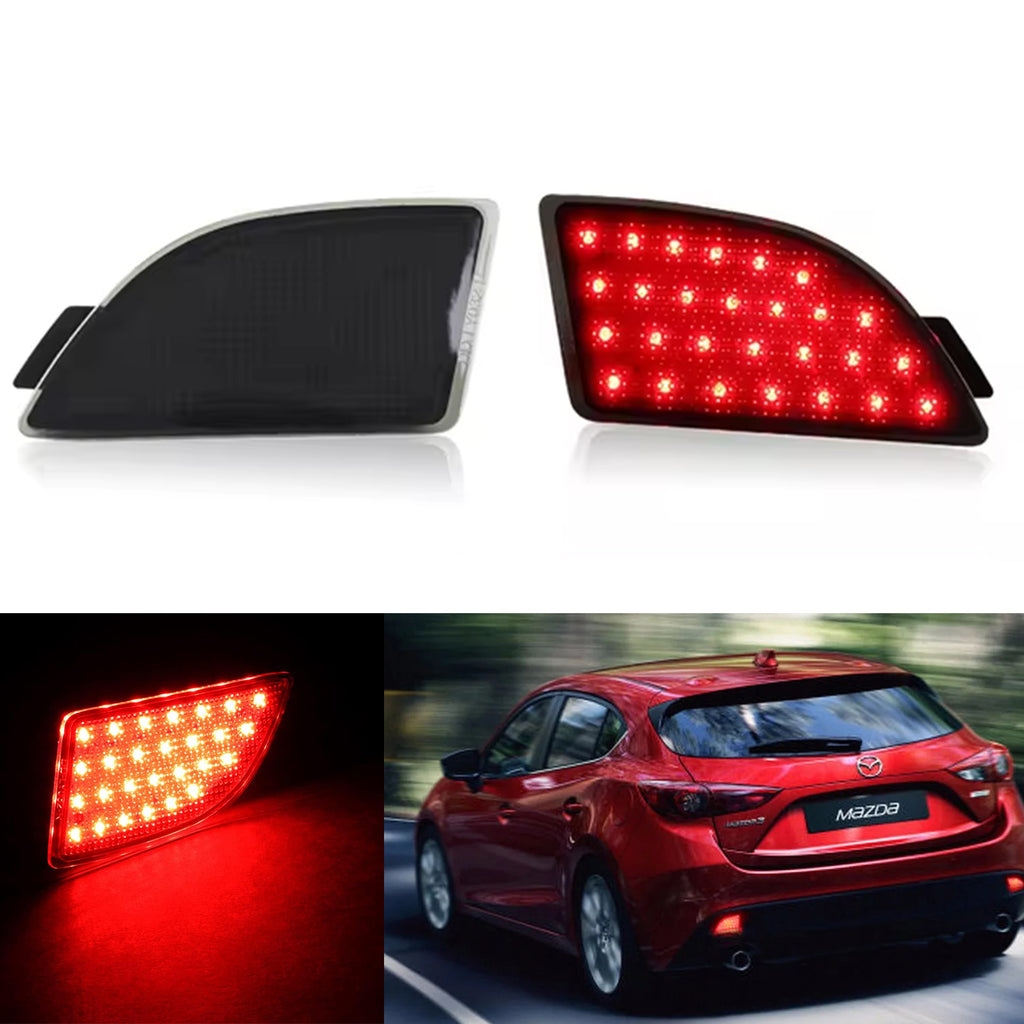 LED Rear Bumper Turn Signal Stop Brake Lights For 2014-2018 Mazda 3 Hatchback