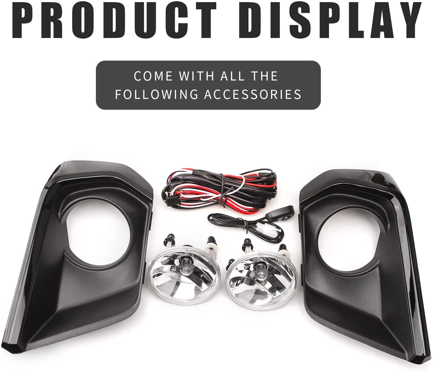 Clear Lens Fog Lights Kit For 2021-2022 Chevy Colorado with Bezel Switch Wire Bulbs OEM# 15839896,GM2590104,84750570 / 84750569 ,GM1039271 GM1038271