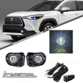 For 2022 2023 2024 Toyota Corolla Cross 6000k White LED Fog Light Kit Assembly Upgrade - OE Style Aftermarket Parts - Clear Lens Complete with Bezels Switch  and Wires