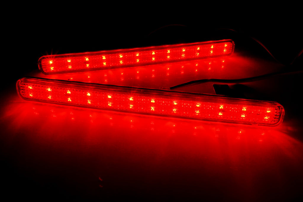 For 2009-2014 Acura TSX Red Lens 48-LED Rear Bumper Reflector Brake Lights Lamps