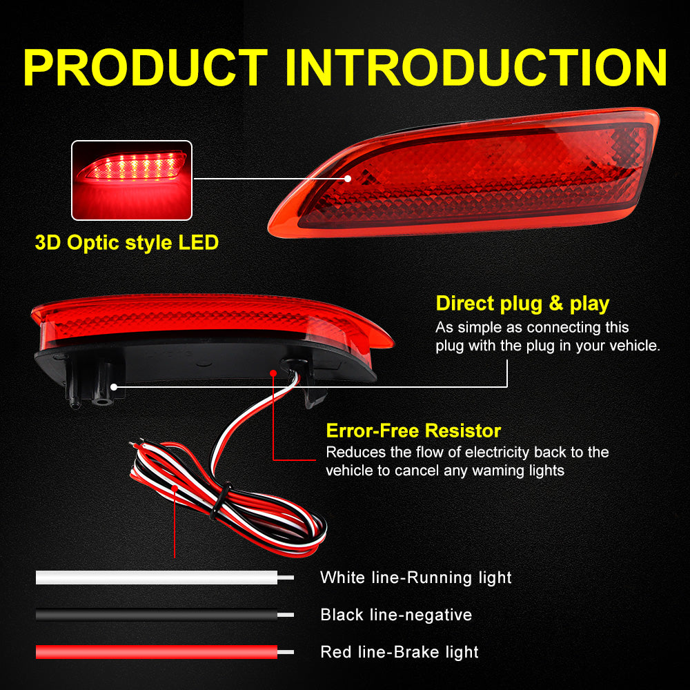 2x Red Len LED Bumper Brake Light Lamps For 2011 2012 2013 Lexus CT200h