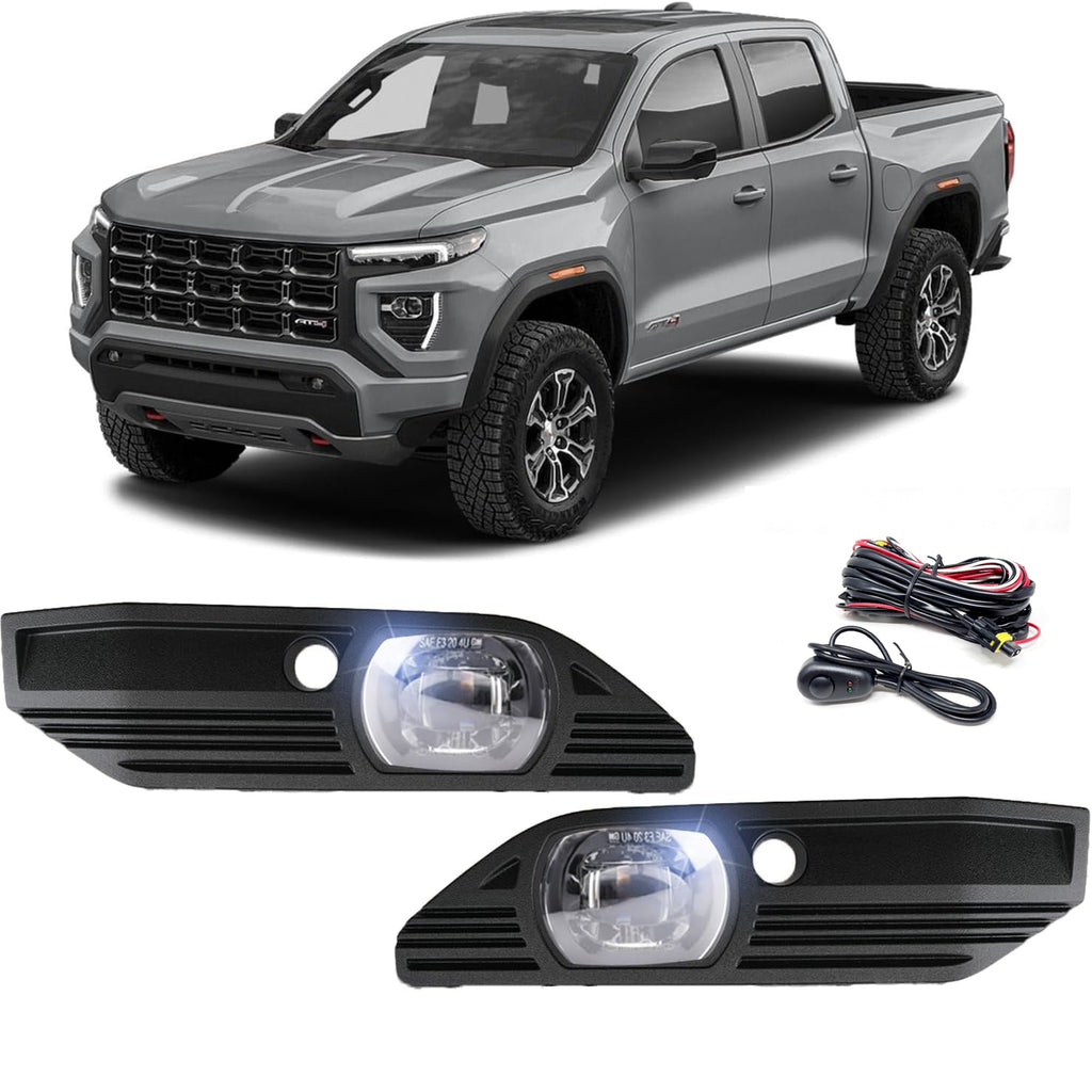 Clear Lens LED Fog Lights Kit For 2023 2024 2025 GMC Canyon with Switch Wire Bezel 6000K White