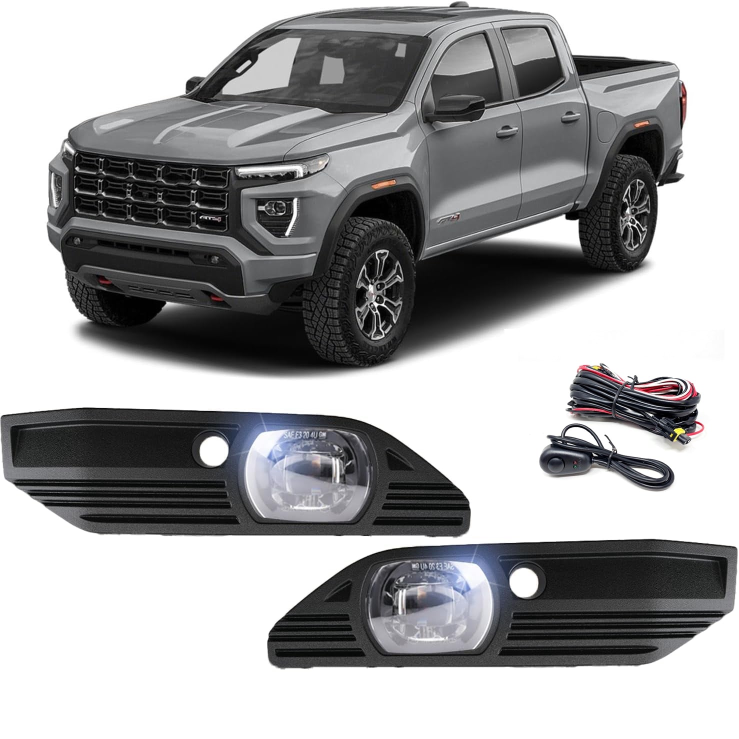 Clear Lens LED Fog Lights Kit For 2023 2024 2025 GMC Canyon with Switch Wire Bezel 6000K White