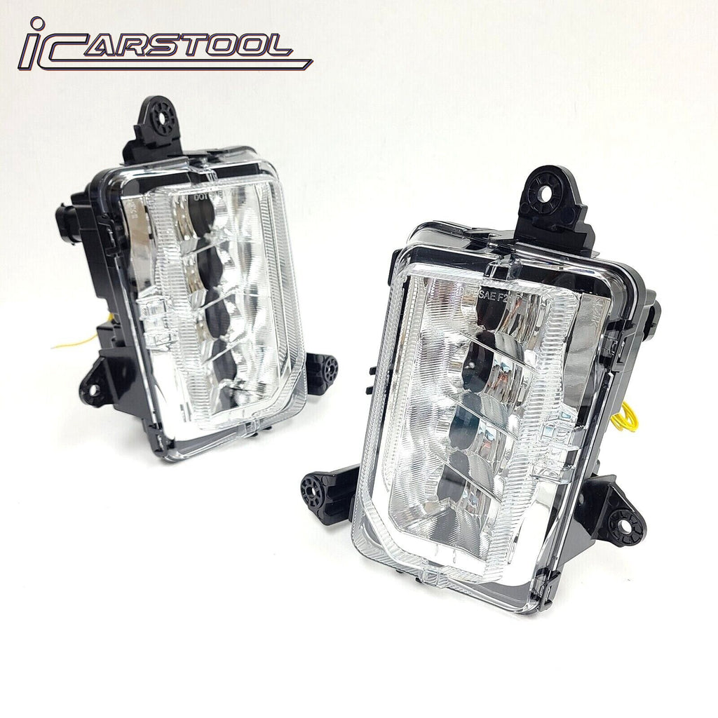 Clear Lens LED Fog Lights Kit For 2019 2020 2021 GMC Sierra 1500 Base SLE Replacement Wires Bezel Switch Relay OEM# 84513246, 84513247 GM2592331, GM2593331