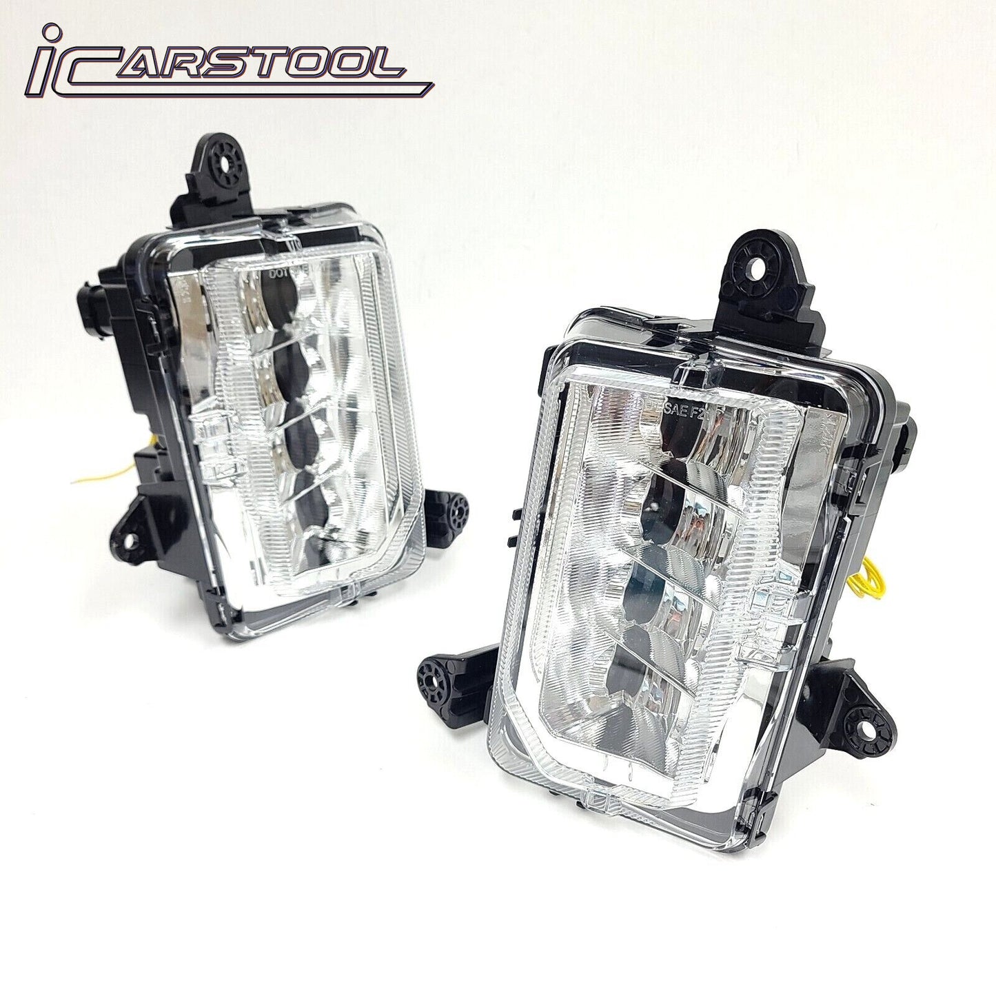 Clear Lens LED Fog Lights Kit For 2019 2020 2021 GMC Sierra 1500 Base SLE Replacement Wires Bezel Switch Relay OEM# 84513246, 84513247 GM2592331, GM2593331