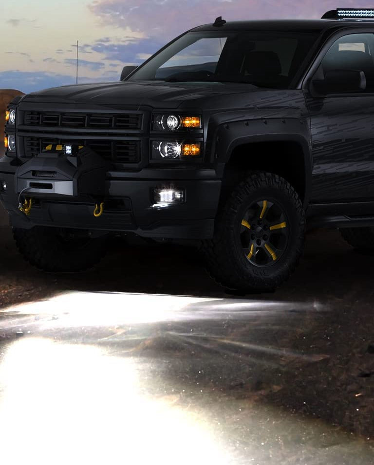 Built-in LED For 2007-2014 Chevrolet Silverado 3500HD Front Bumper Clear Fog Driving Lights Set OEM# 22872763 / 22872762 /GM2593160 / GM2592160