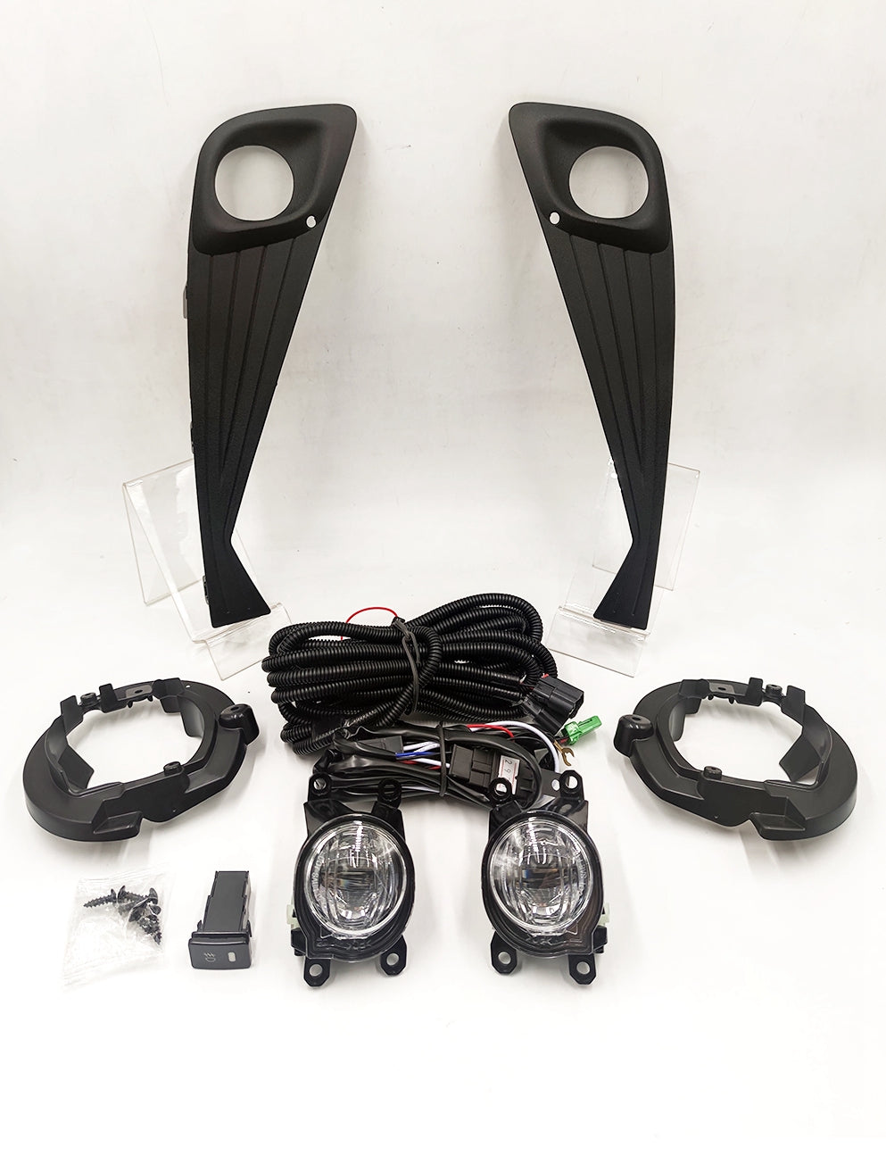 Built-in LED Fog Lights  For 2020 2021 Toyota CHR C-HR (OE Style Clear Lens with Bezels, Bracket, Switch, Wires)