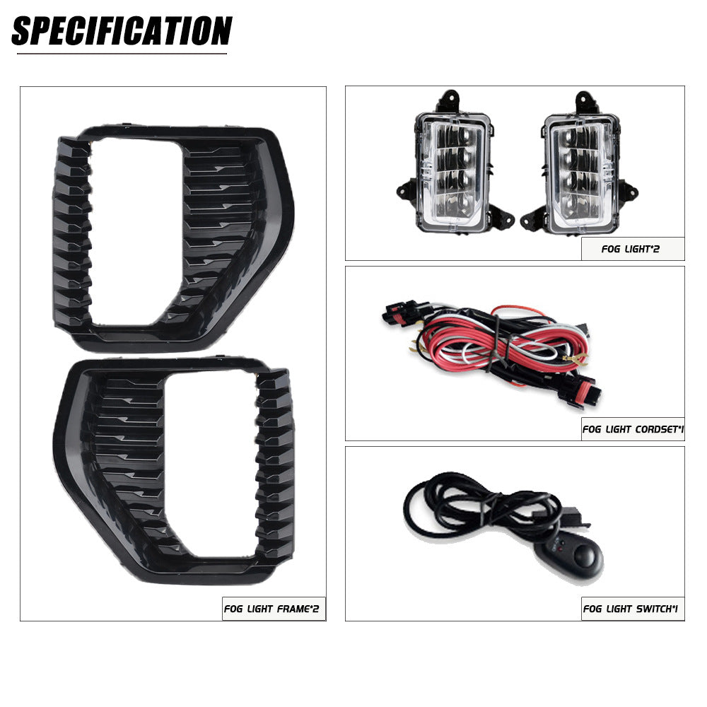 Clear Lens LED Fog Lights Kit For 2019 2020 2021 GMC Sierra 1500 Base SLE Replacement Wires Bezel Switch Relay OEM# 84513246, 84513247 GM2592331, GM2593331