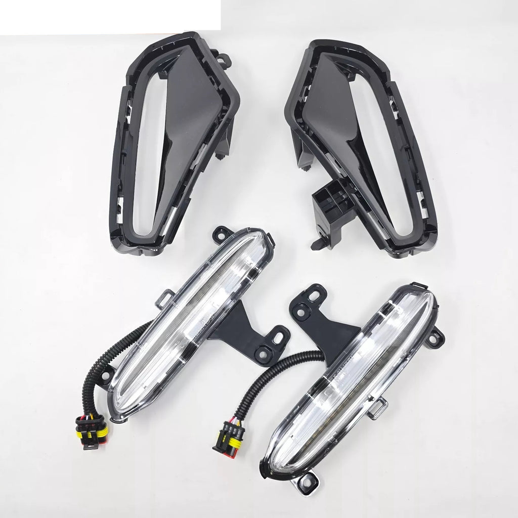Dual Color LED DRL Signal Fog Light Kit For 2019-2025 Toyota Rav4 LE XLE Hybrid SE XSE with Bezel Wire & Daytime Running Light Amber Turn Signal Light