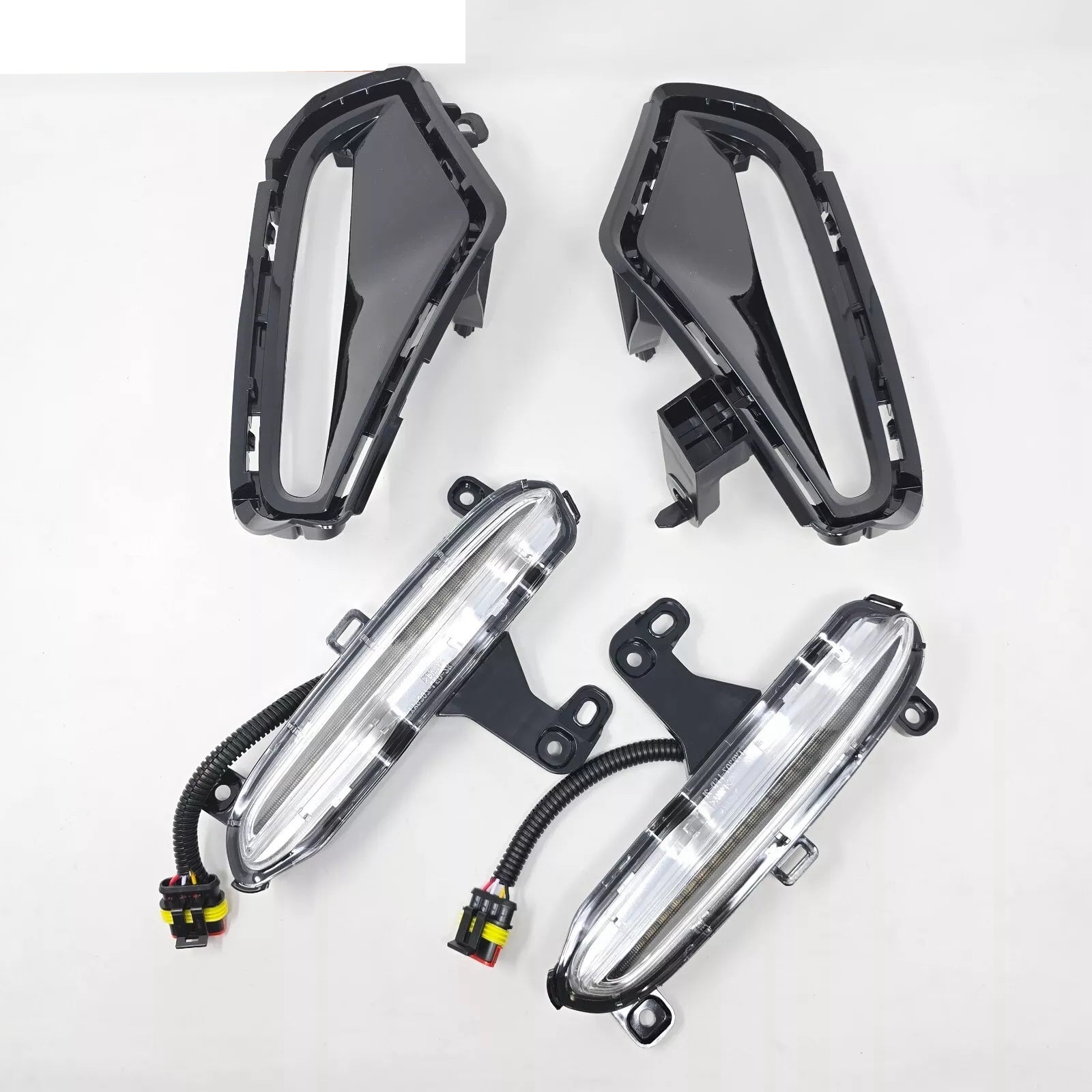 Dual Color LED DRL Signal Fog Light Kit For 2019-2025 Toyota Rav4 LE XLE Hybrid SE XSE with Bezel Wire & Daytime Running Light Amber Turn Signal Light