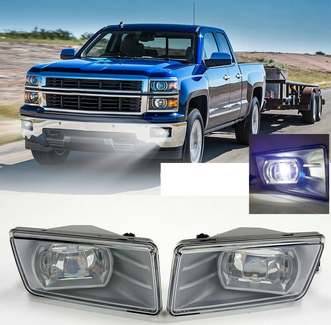 Built-in LED For 2007-2015 Chevrolet Silverado 1500  Front Bumper Clear Fog Driving Lights Set OEM# 22872763 / 22872762 /GM2593160 / GM2592160