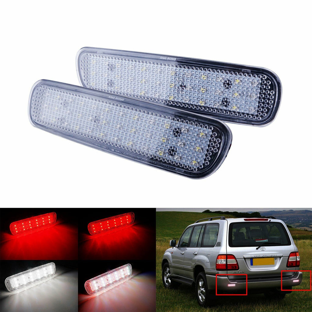 2x Clear Lens Bumper Reflector LED Tail Brake Light For Lexus LX470 Toyota Land Cruiser