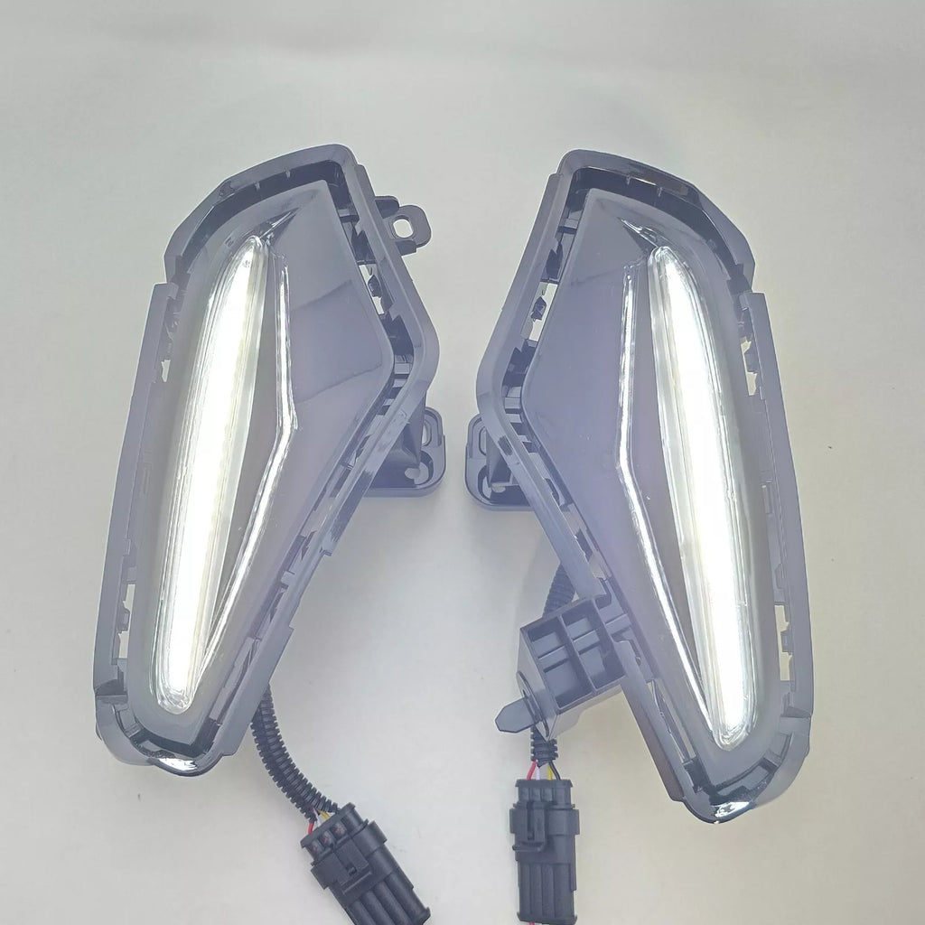 Dual Color LED DRL Signal Fog Light Kit For 2019-2025 Toyota Rav4 LE XLE Hybrid SE XSE with Bezel Wire & Daytime Running Light Amber Turn Signal Light