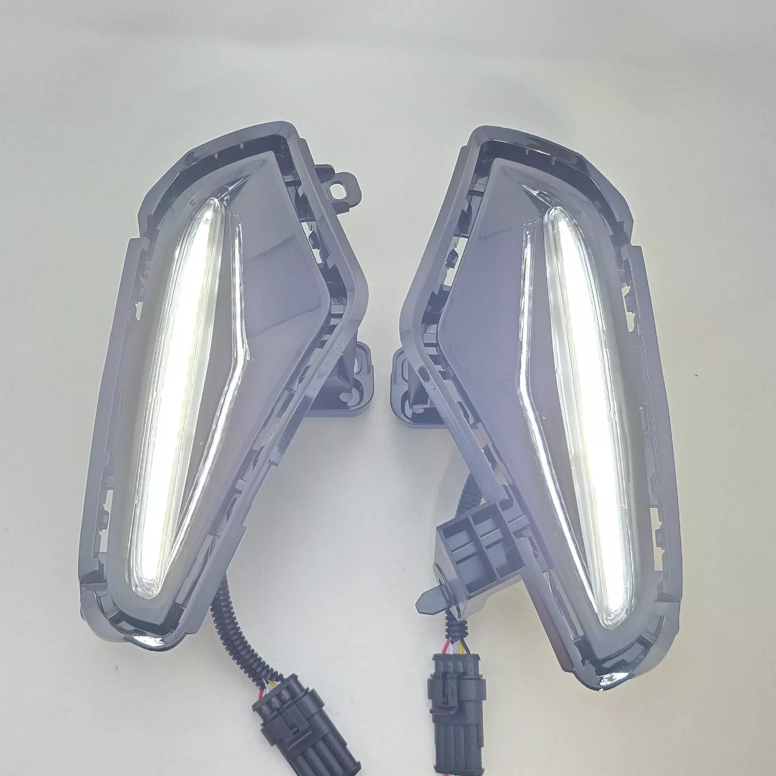 Dual Color LED DRL Signal Fog Light Kit For 2019-2025 Toyota Rav4 LE XLE Hybrid SE XSE with Bezel Wire & Daytime Running Light Amber Turn Signal Light