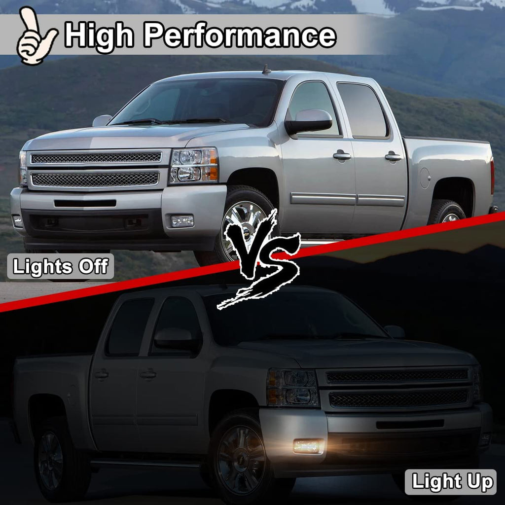 Built-in LED For 2007-2014 Chevrolet Tahoe with Off Road Package Model Only Front Bumper Clear Fog Driving Lights Set OEM# 22872763 / 22872762 /GM2593160 / GM2592160