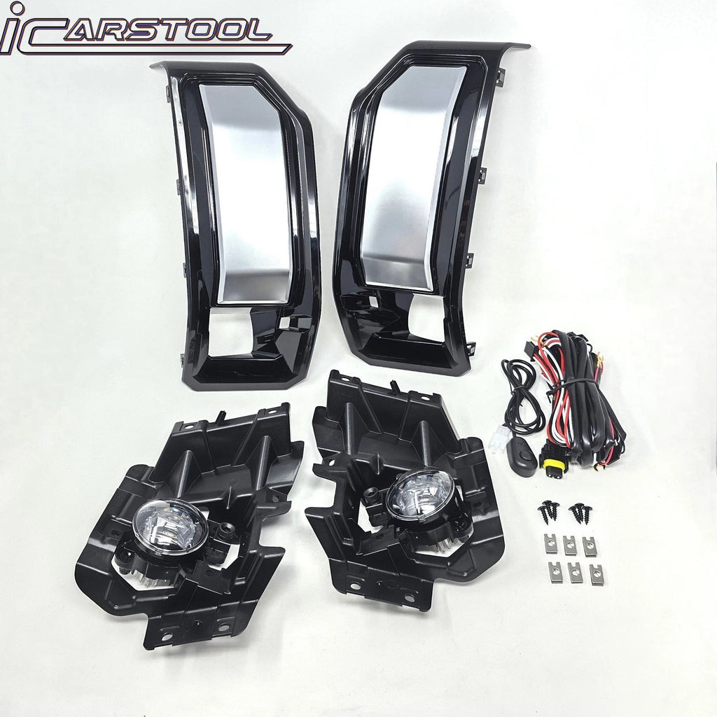 For 2024-2025 GMC Sierra 2500HD / 3500HD LED Fog Light Kit with Switch Bezel Wire Silver