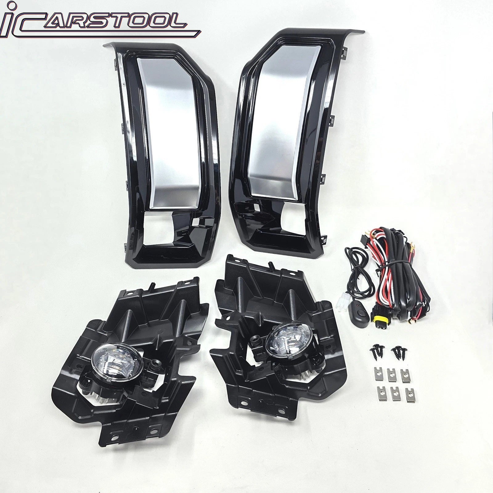 For 2024-2025 GMC Sierra 2500HD / 3500HD LED Fog Light Kit with Switch Bezel Wire Silver