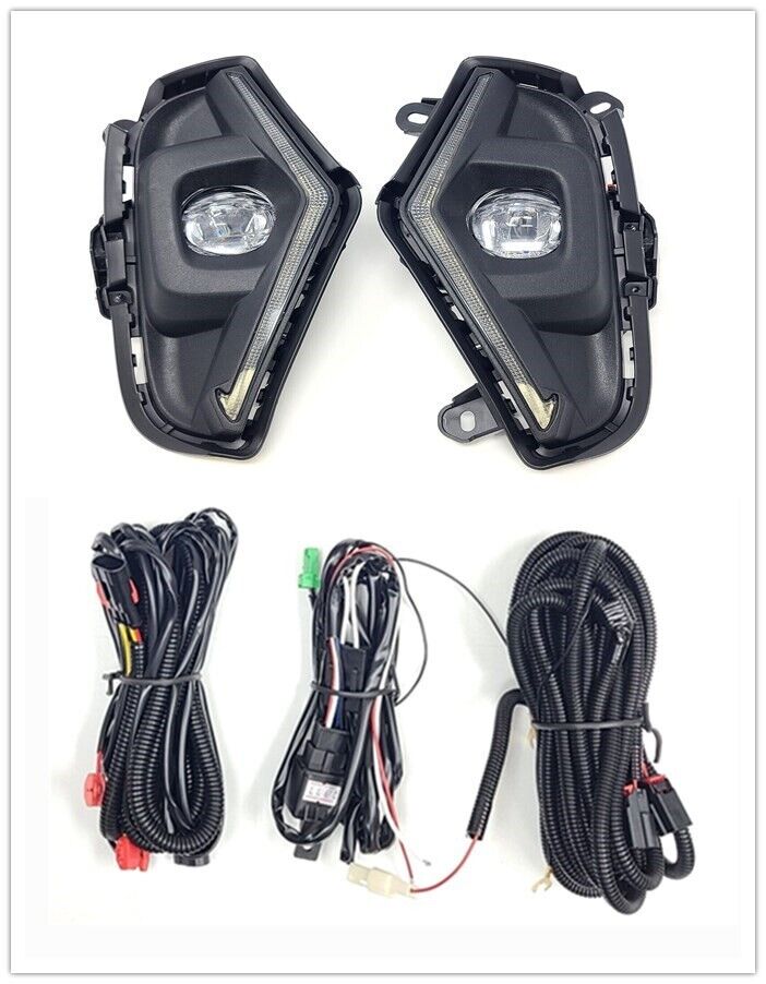 Dual Color LED Fog Driving Lights Kit Wire Switch Bezel For 2019 2020 2021 2022 2023 2024 Toyota Rav4 Rav 4 White DRL Amber Signal Sequential Accessories Lamps