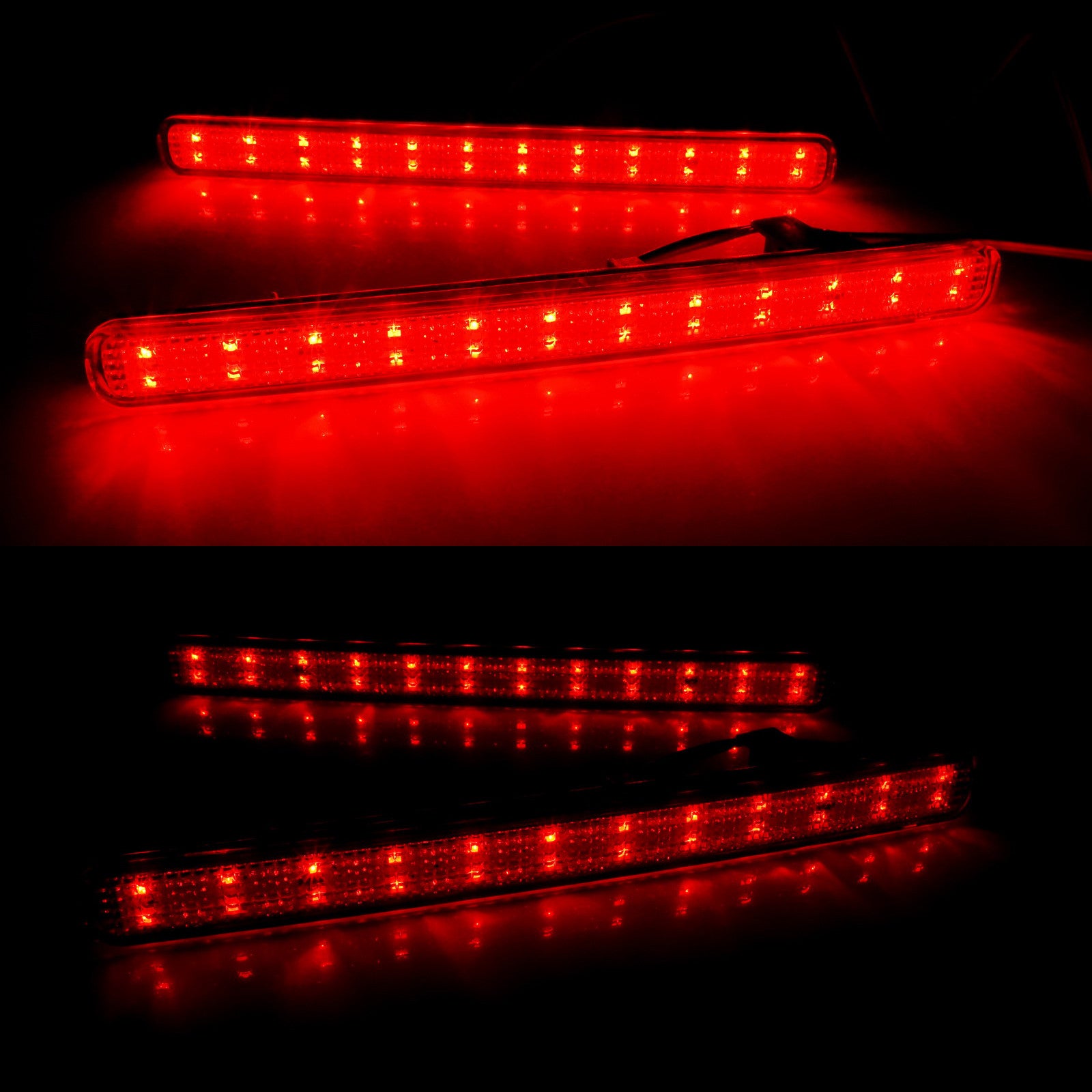 For 2009-2014 Acura TSX Red Lens 48-LED Rear Bumper Reflector Brake Lights Lamps