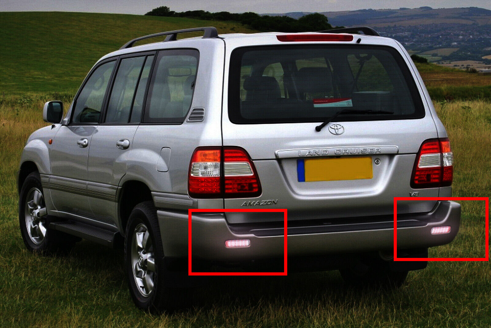 2x Clear Lens Bumper Reflector LED Tail Brake Light For Lexus LX470 Toyota Land Cruiser