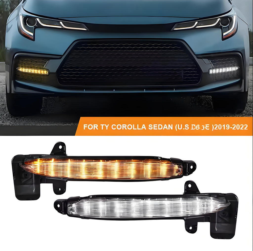 Clear Lens LED Fog Accent Lights Kit For 2020 2021 2022 Toyota Corolla SE XSE Sequential DRL Signal Bezel Switchback Amber Whites OEM#812B012010, 812A012010,TO2562105,TO2563105,81481-02A30, 81482-02A20TO1039237, TO1038237