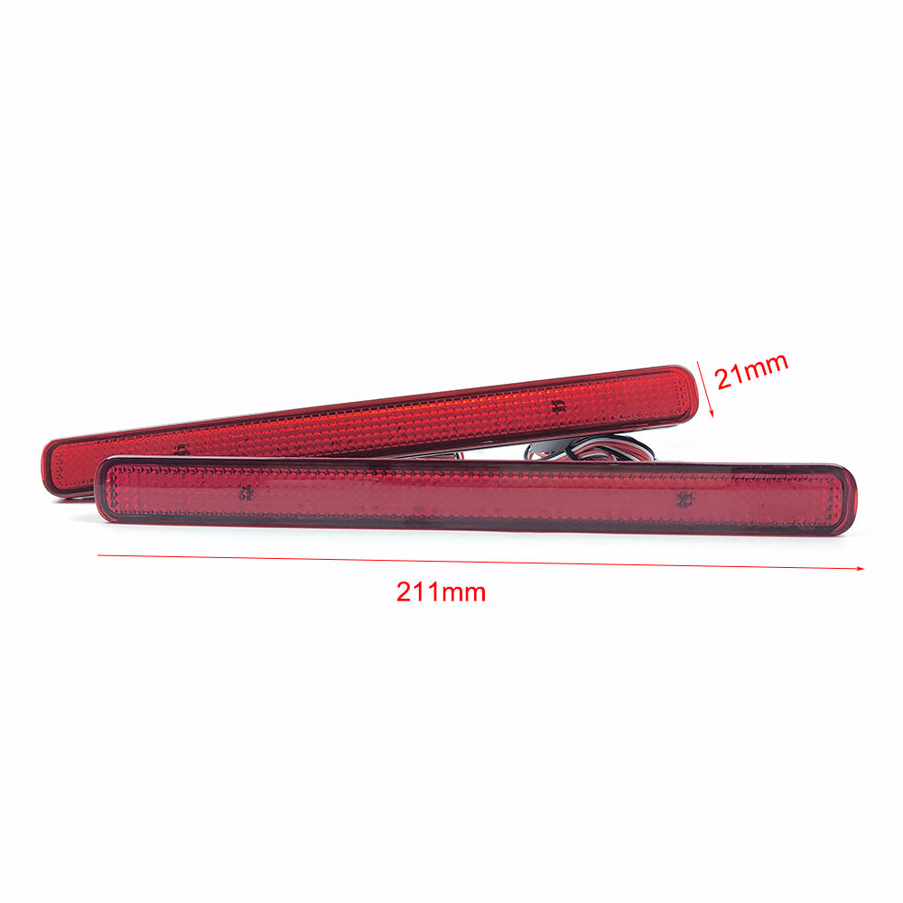 For 2009-2014 Acura TSX Red Lens 48-LED Rear Bumper Reflector Brake Lights Lamps