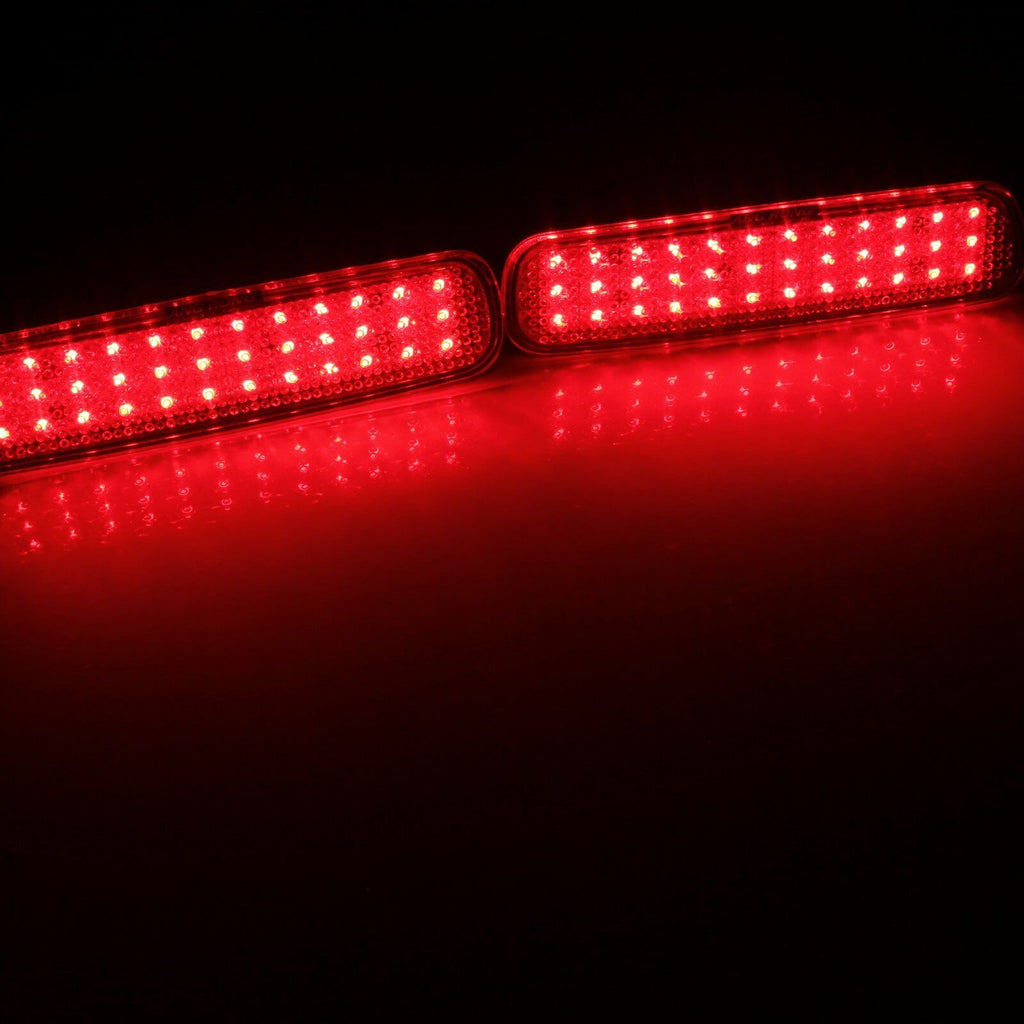 2x Red Bumper Reflector LED Tail Brake Stop Lights For 1998-2007 Toyota Land Cruiser / Land Cruiser Amazon / Land Cruiser Cygnus / 100-Series Cruisers