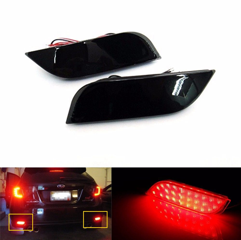 2x Smoke Lens LED Rear Bumper Stop Brake Light For 2008-2014 Subaru Impreza WRX STI