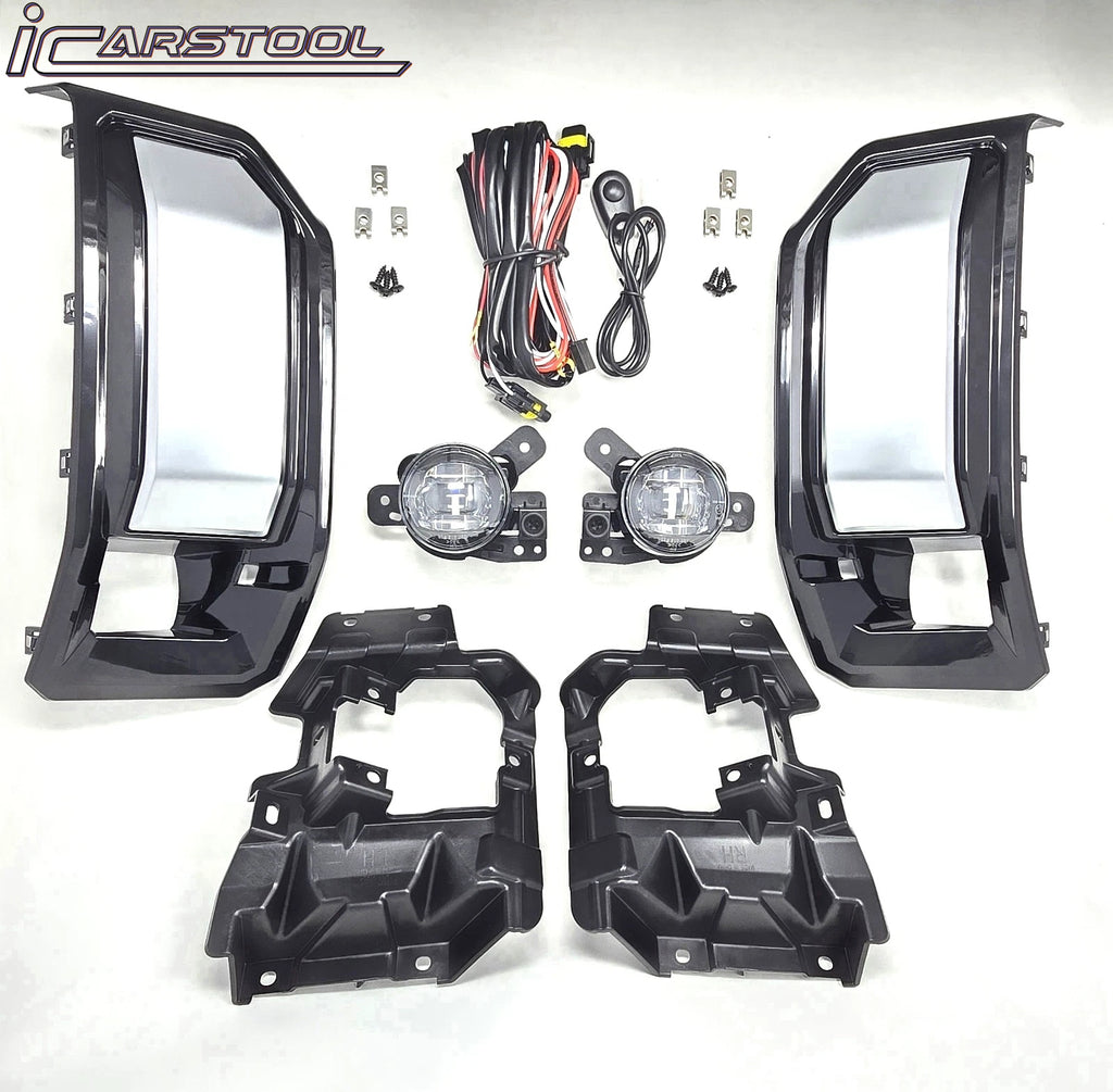 For 2024-2025 GMC Sierra 2500HD / 3500HD LED Fog Light Kit with Switch Bezel Wire Silver