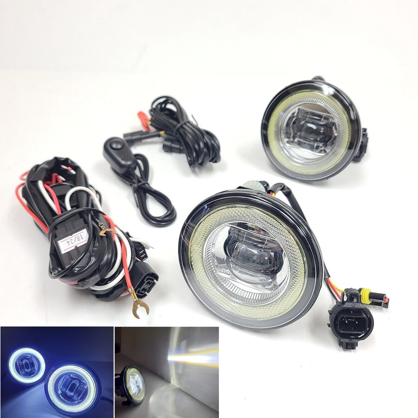 LED Fog Driving Lights Kit Halo For 2007-2014 Ford Mustang Shelby GT500/Valance with Wires Switch