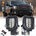 Clear Lens LED Fog Lights Kit For 2020 2021 2022 2023 GMC Sierra 2500HD 3500HD Base SLE SLT with Bezels Wires Switch Relay OEM#84513247, 84513246 GM2593331, GM2592331