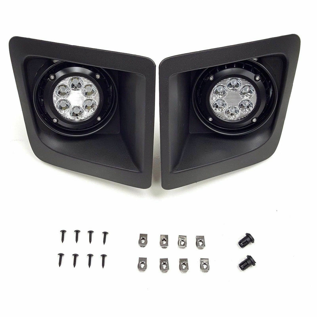 For 2014-2015 GMC Sierra with Built-in LED Front Bumper Clear Fog Driving Lights Bezel Pair OEM#15839896 /22902335 /22902334