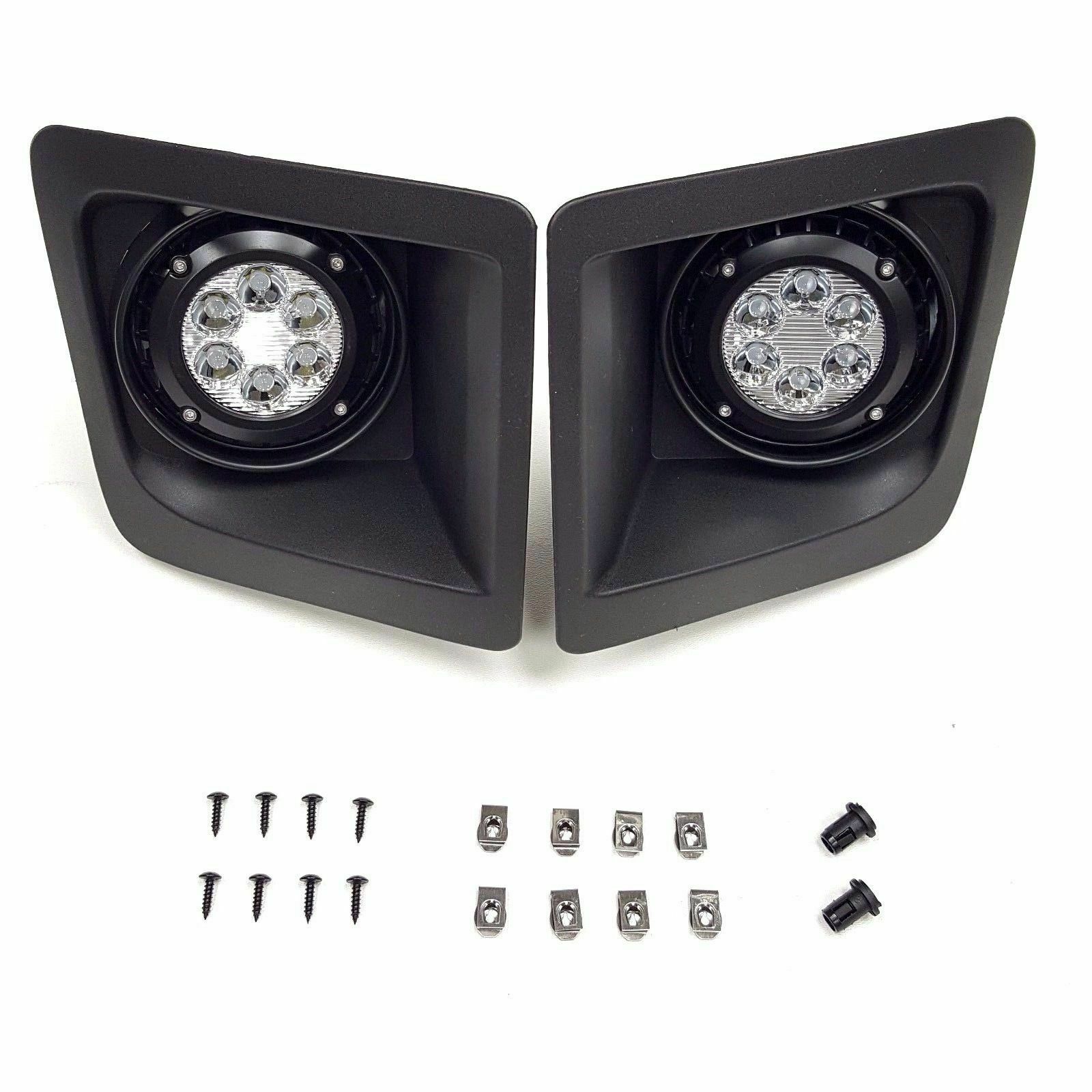 For 2014-2015 GMC Sierra with Built-in LED Front Bumper Clear Fog Driving Lights Bezel Pair OEM#15839896 /22902335 /22902334