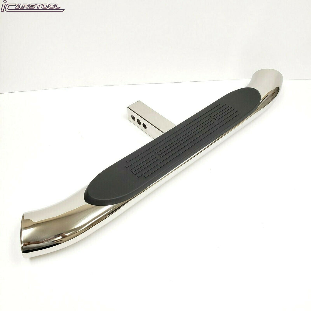 Universal Truck Trailer Rear Bumper Guard 36" Length x 3" Height x 4" Width Steel Towing Hitch Step Bar 2" Receiver Chrome 4" Oval Curved