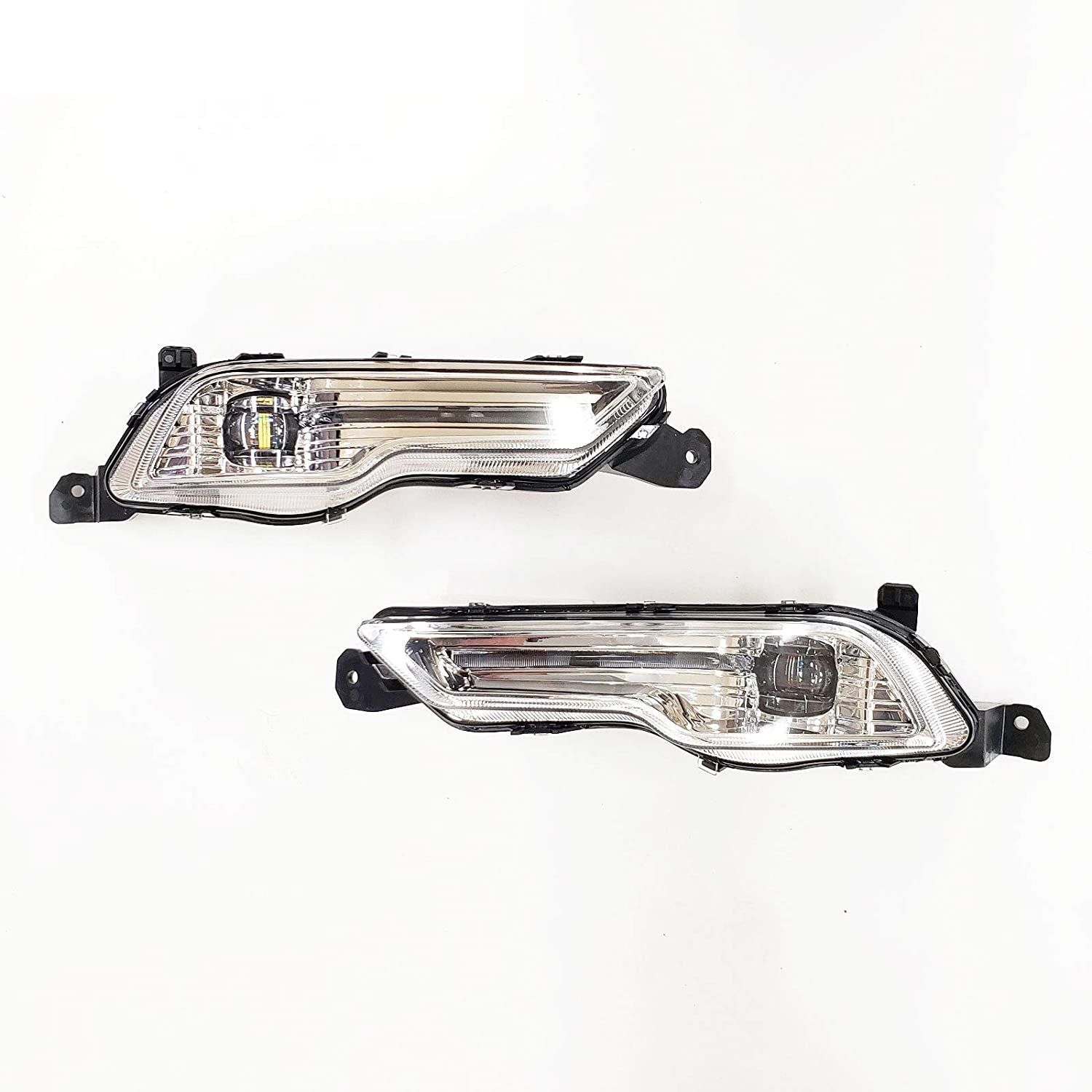 Built-in LED Fog Lights  for 2017-2018 Ford Fusion (OE Style Clear Lens with Switch, Bezels, Wires) OE#F1EZ15266D / F1EZ15266G, HS7Z15200F / HS7Z15201F