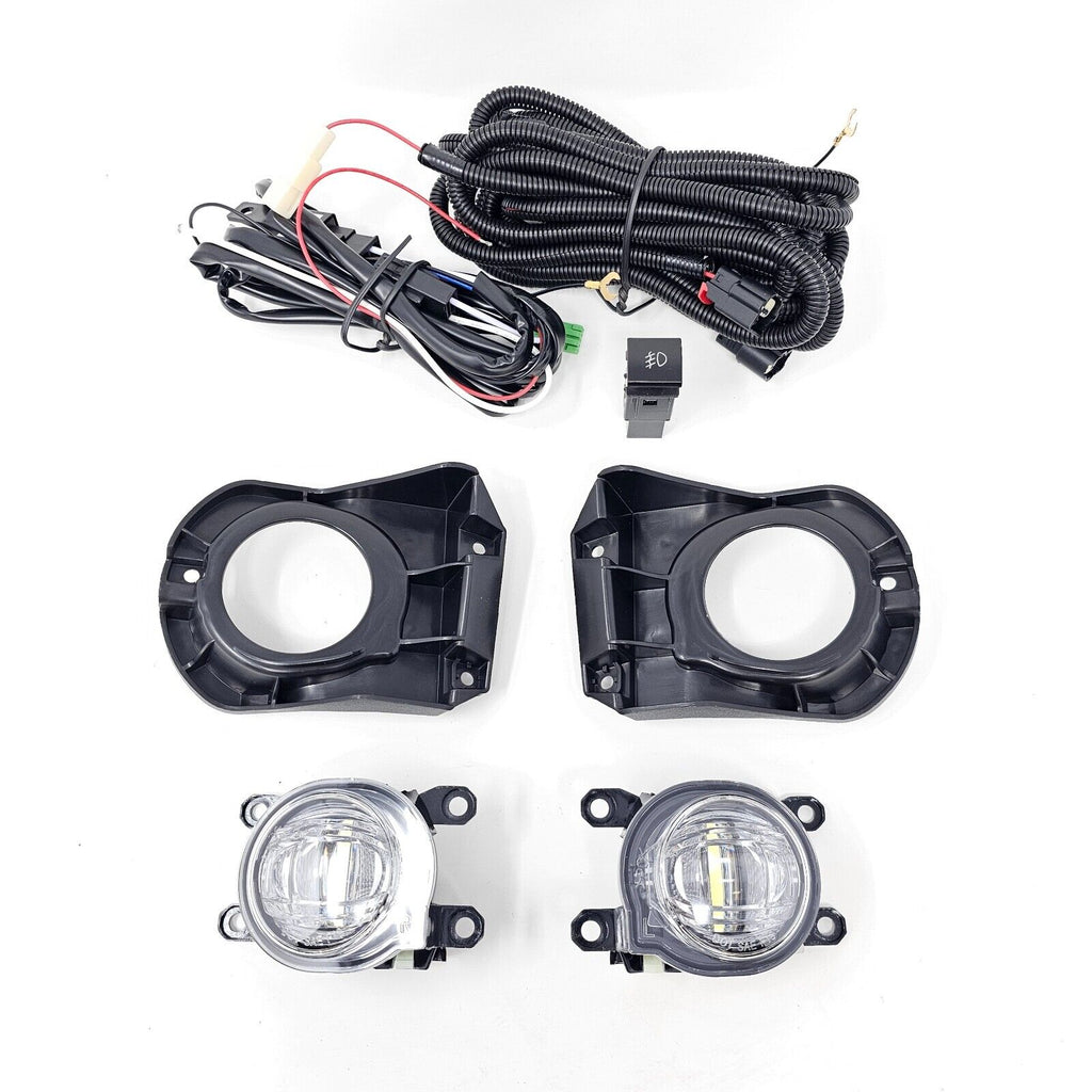 For 2022 2023 2024 Toyota Corolla Cross 6000k White LED Fog Light Kit Assembly Upgrade - OE Style Aftermarket Parts - Clear Lens Complete with Bezels Switch  and Wires