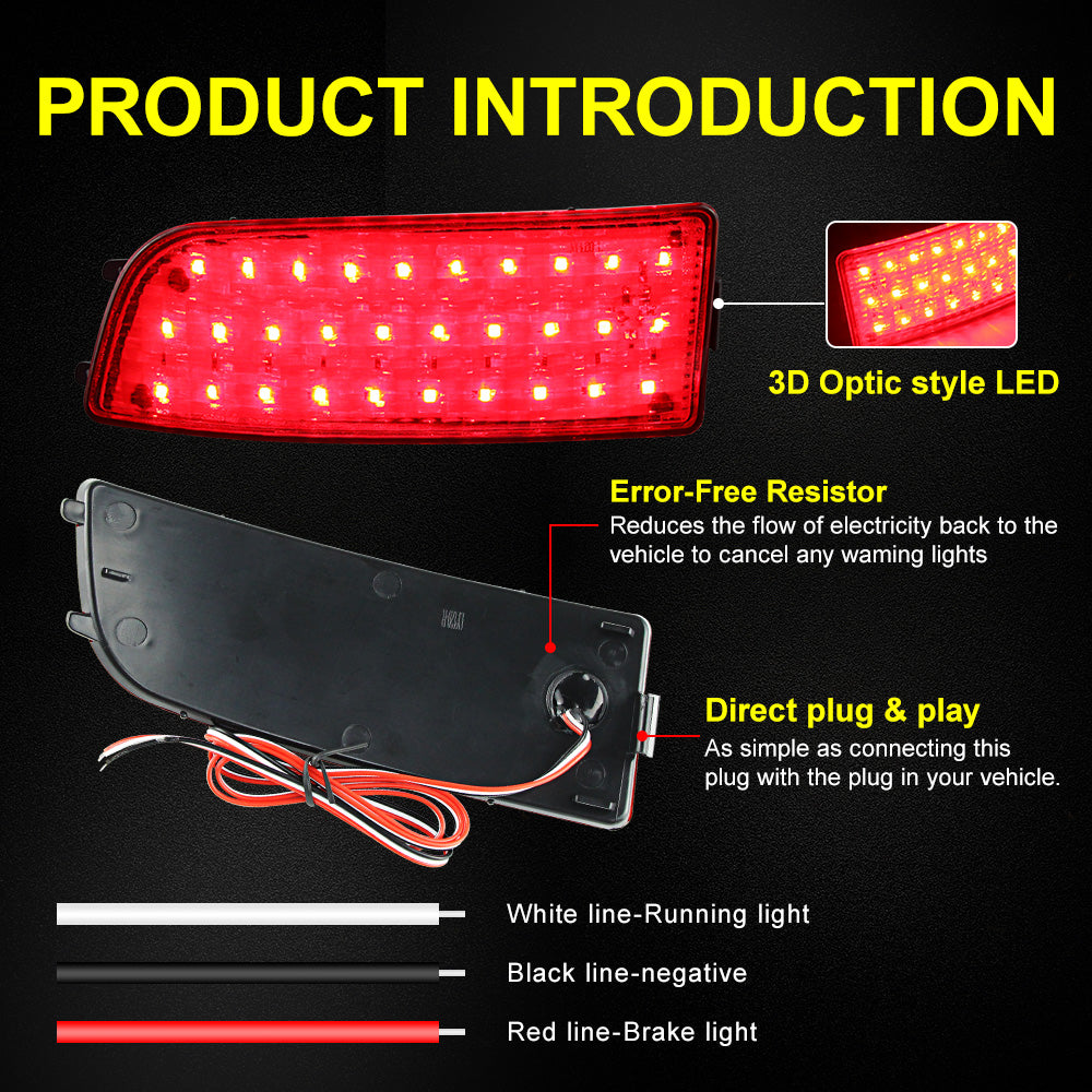 For 2007-2018 Mercedes Sprinter W906 Red Lens LED Rear Bumper Stop Brake Lights OEM#2E0945105A 2E0945105 68012886AA 68012887AA , A9068260140 A9068260040 9068260140 9068260040